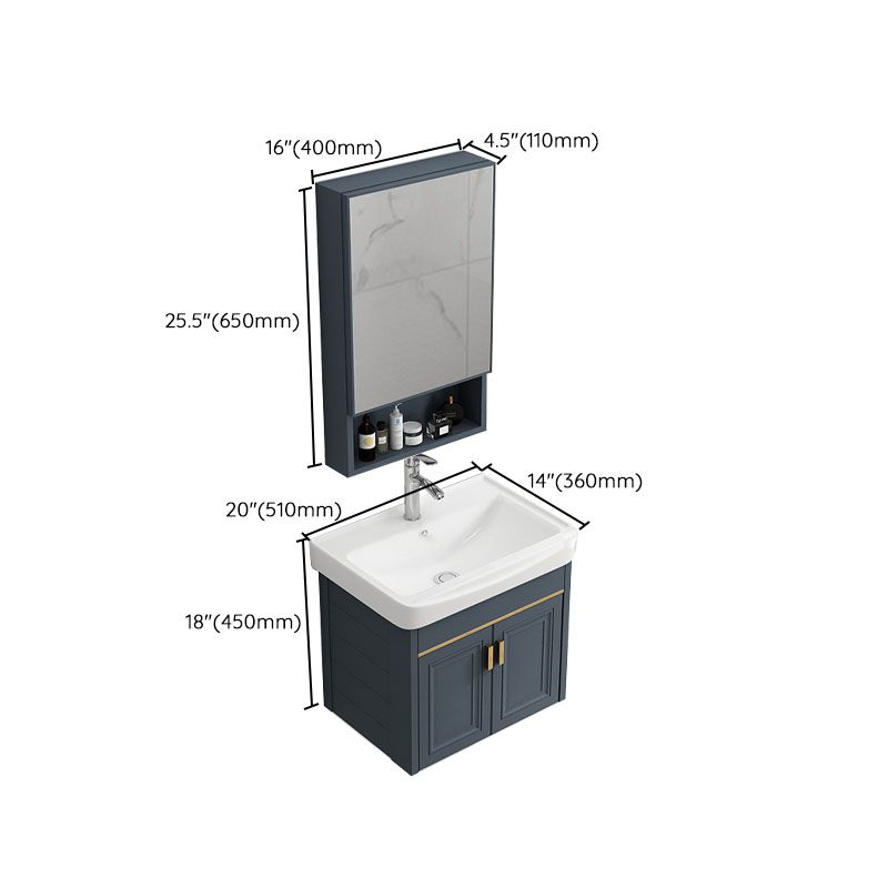 Modern Metal Blue Wall Mount Sink Vanity Faucet Included for Bathroom Clearhalo 'Bathroom Remodel & Bathroom Fixtures' 'Bathroom Vanities' 'bathroom_vanities' 'Home Improvement' 'home_improvement' 'home_improvement_bathroom_vanities' 1200x1200_b193b931-1b4f-43f7-ab04-f39862866515