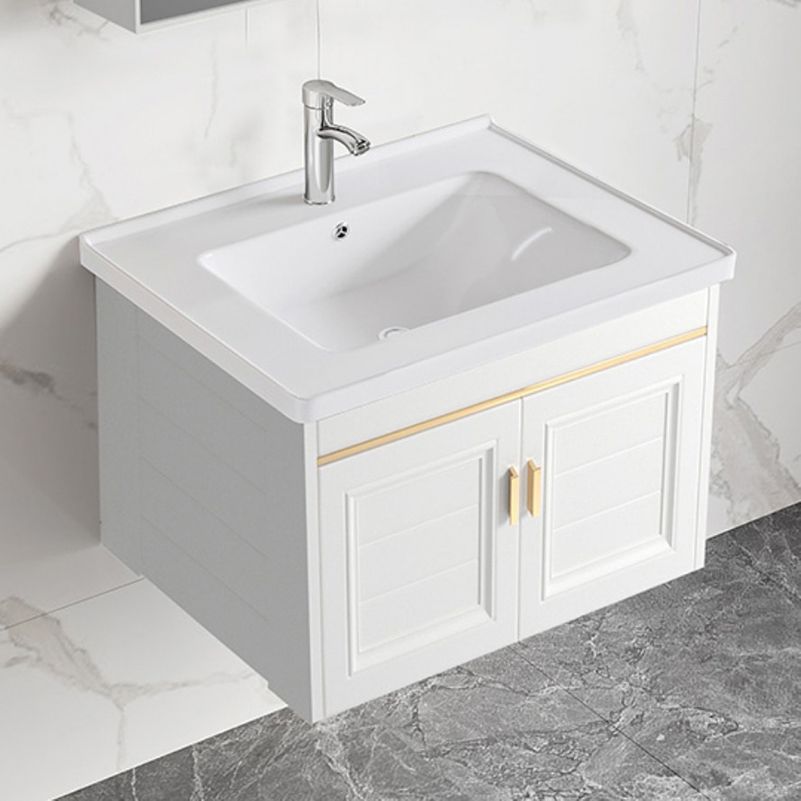 Sink Vanity Set White Drawers Wall-mounted Rectangular Sink with Faucet Clearhalo 'Bathroom Remodel & Bathroom Fixtures' 'Bathroom Vanities' 'bathroom_vanities' 'Home Improvement' 'home_improvement' 'home_improvement_bathroom_vanities' 1200x1200_b19e3558-fede-416f-ab1b-9a99ab1ebe40