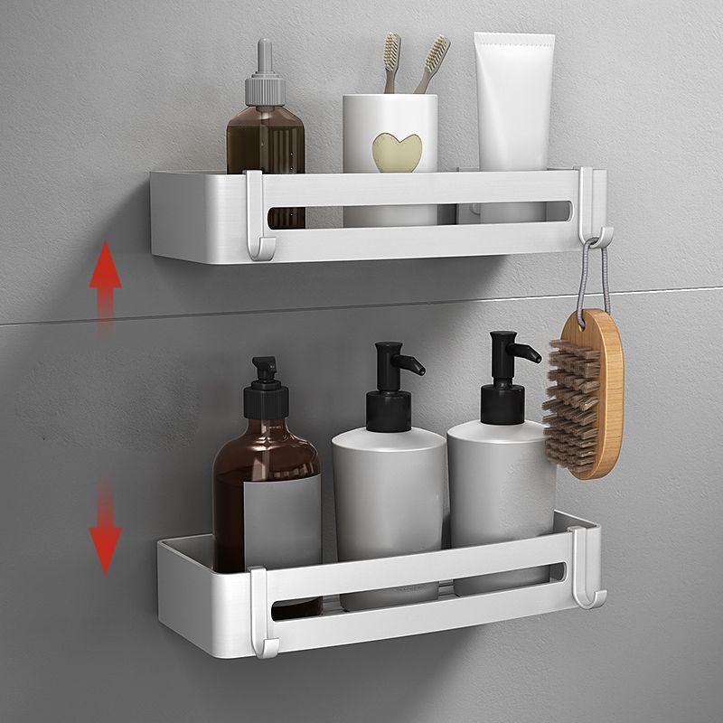 Silver Bathroom Accessory Set Modern Anti-rust 1/2/3 - Piece Bath Shelf Clearhalo 'Bathroom Hardware Sets' 'Bathroom Hardware' 'Bathroom Remodel & Bathroom Fixtures' 'bathroom_hardware_sets' 'Home Improvement' 'home_improvement' 'home_improvement_bathroom_hardware_sets' 1200x1200_b1b9b280-b0e6-44b7-855f-b2994ce2fb0b