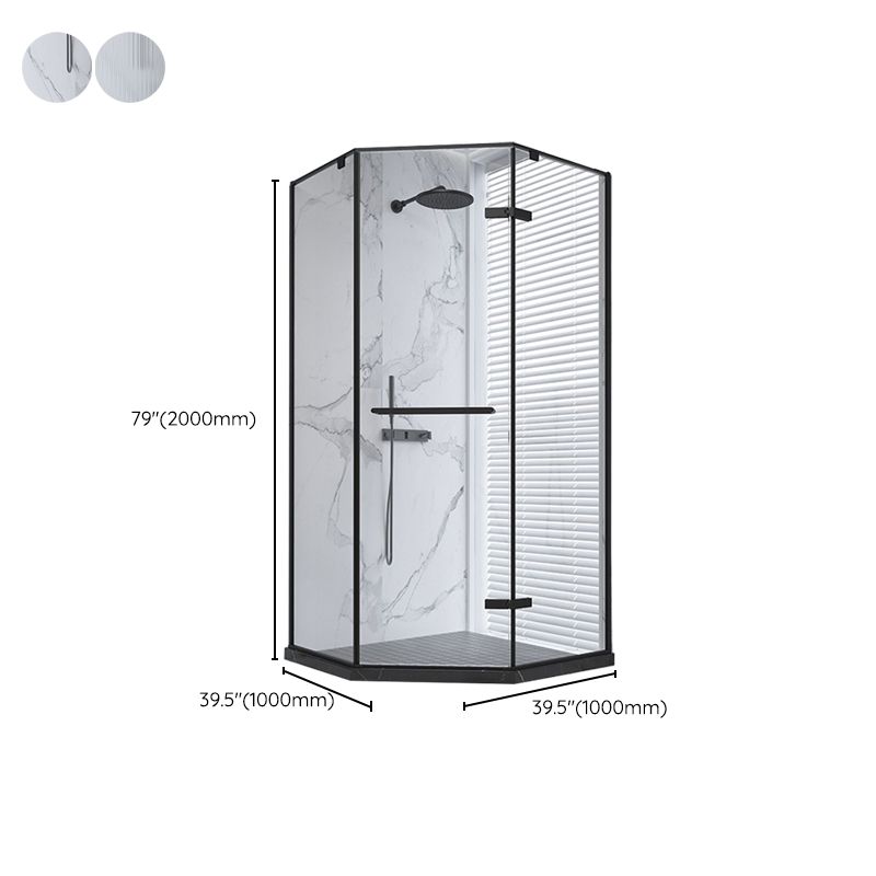 Black Neo-Angle Shower Enclosure Semi Frameless Door Hinged Shower Room Clearhalo 'Bathroom Remodel & Bathroom Fixtures' 'Home Improvement' 'home_improvement' 'home_improvement_shower_stalls_enclosures' 'Shower Stalls & Enclosures' 'shower_stalls_enclosures' 'Showers & Bathtubs' 1200x1200_b1be809d-fdd1-4e7c-90db-cff9c4bb984f