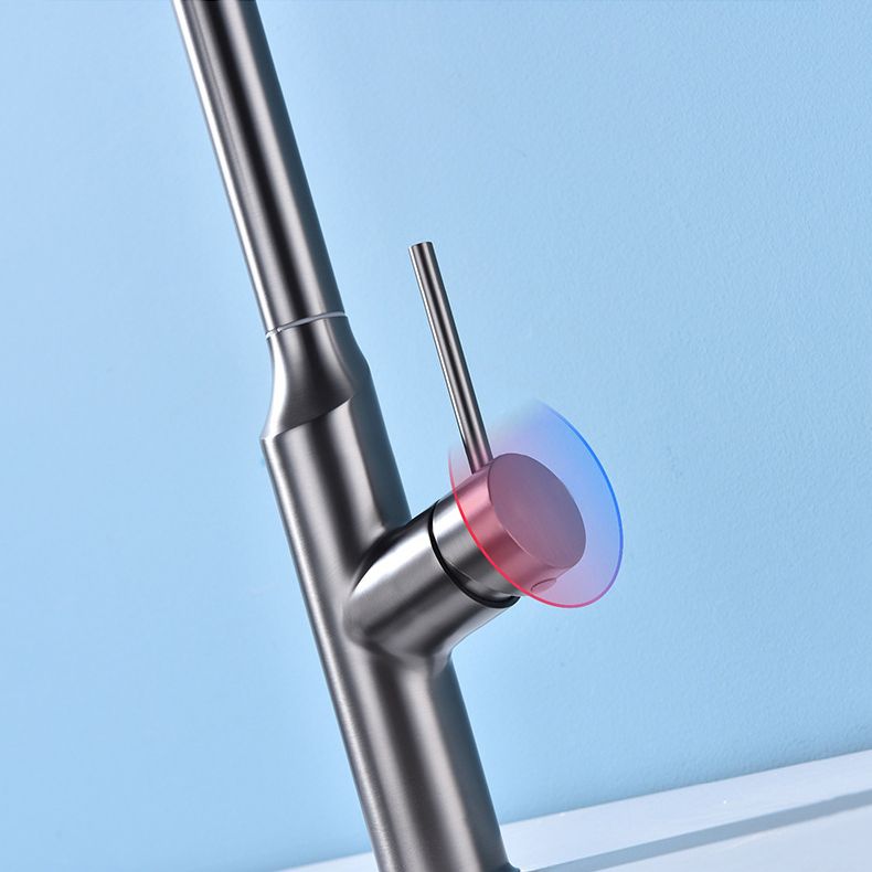 Modern Kitchen Faucet Stainless Steel 1-Handle High Arc Retractable Kitchen Faucet Clearhalo 'Home Improvement' 'home_improvement' 'home_improvement_kitchen_faucets' 'Kitchen Faucets' 'Kitchen Remodel & Kitchen Fixtures' 'Kitchen Sinks & Faucet Components' 'kitchen_faucets' 1200x1200_b1dc471a-4c73-4f65-9ee4-cf7143ee1b03