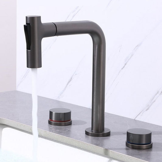 Widespread Bathroom Faucet Swivel Spout High-Arc with Pull Out Sprayer Clearhalo 'Bathroom Remodel & Bathroom Fixtures' 'Bathroom Sink Faucets' 'Bathroom Sinks & Faucet Components' 'bathroom_sink_faucets' 'Home Improvement' 'home_improvement' 'home_improvement_bathroom_sink_faucets' 1200x1200_b1eb21a9-8a25-48d0-ac94-c7431c8ac7ea