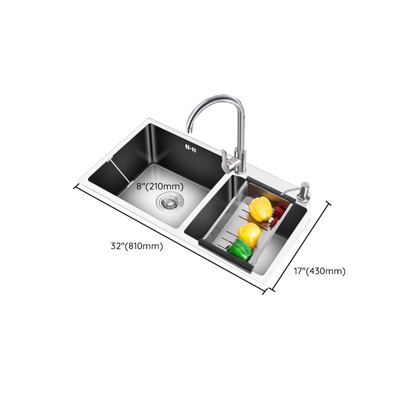 Modern Style Kitchen Sink Drop-In Kitchen Double Sink with Soundproofing Clearhalo 'Home Improvement' 'home_improvement' 'home_improvement_kitchen_sinks' 'Kitchen Remodel & Kitchen Fixtures' 'Kitchen Sinks & Faucet Components' 'Kitchen Sinks' 'kitchen_sinks' 1200x1200_b2042019-a21a-4695-9658-180afd91bc19