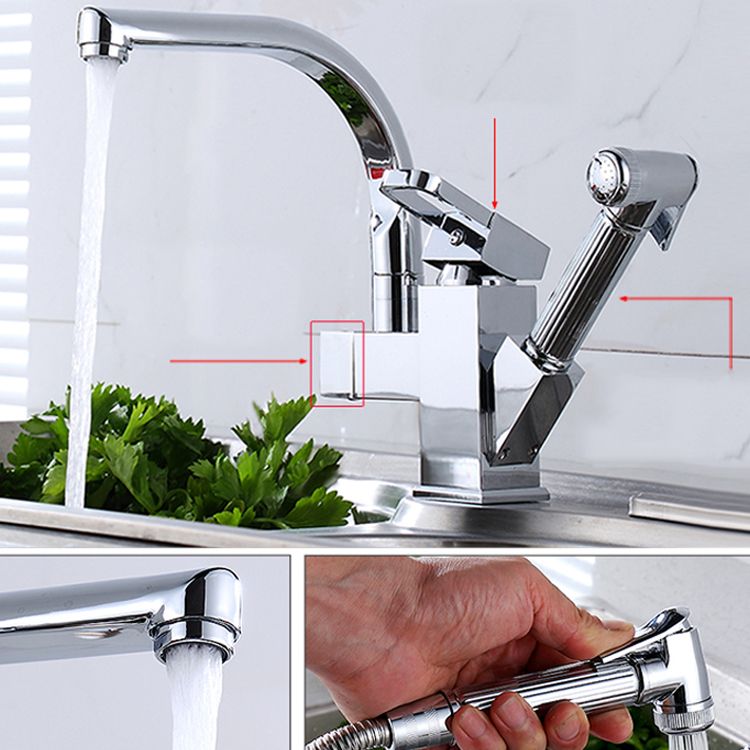 Metal Standard Kitchen Faucet Modern Style Kitchen Faucet with Pull out Sprayer Clearhalo 'Home Improvement' 'home_improvement' 'home_improvement_kitchen_faucets' 'Kitchen Faucets' 'Kitchen Remodel & Kitchen Fixtures' 'Kitchen Sinks & Faucet Components' 'kitchen_faucets' 1200x1200_b205f510-f969-49c9-afbf-3efa5a3c9bf5