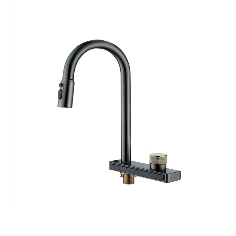 High Arch Waterfall Kitchen Faucet Swivel Spout with Pull Out Sprayer Clearhalo 'Home Improvement' 'home_improvement' 'home_improvement_kitchen_faucets' 'Kitchen Faucets' 'Kitchen Remodel & Kitchen Fixtures' 'Kitchen Sinks & Faucet Components' 'kitchen_faucets' 1200x1200_b20d996b-6b7c-4800-8d4a-7d87b038c331