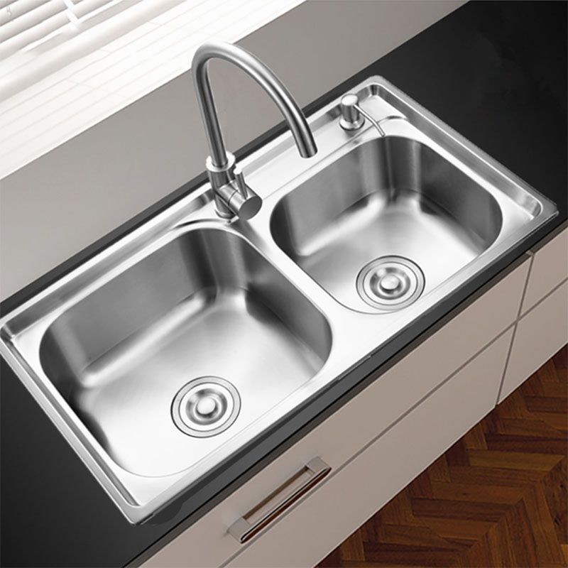 Modern Style Kitchen Sink Stainless Steel Kitchen Double Sink with Faucet Clearhalo 'Home Improvement' 'home_improvement' 'home_improvement_kitchen_sinks' 'Kitchen Remodel & Kitchen Fixtures' 'Kitchen Sinks & Faucet Components' 'Kitchen Sinks' 'kitchen_sinks' 1200x1200_b21188fe-2343-4ba2-97a5-274b72fa9211