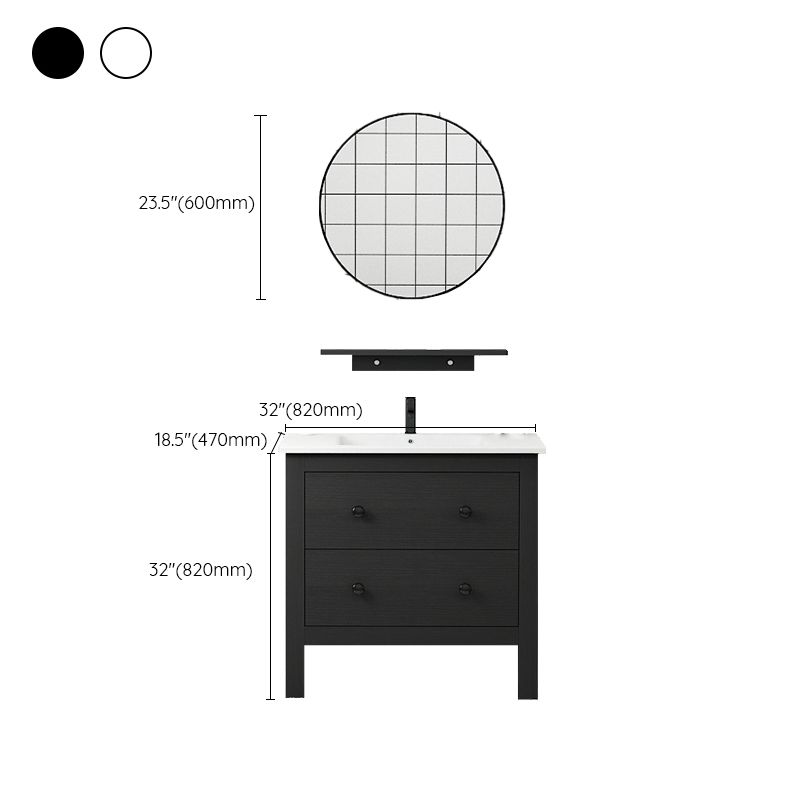 Freestanding Vanity Drawers Single Sink Rectangle Wood Frame Bathroom Vanity with Mirror Clearhalo 'Bathroom Remodel & Bathroom Fixtures' 'Bathroom Vanities' 'bathroom_vanities' 'Home Improvement' 'home_improvement' 'home_improvement_bathroom_vanities' 1200x1200_b212dff8-6278-487e-abf2-ecafdbf83e67