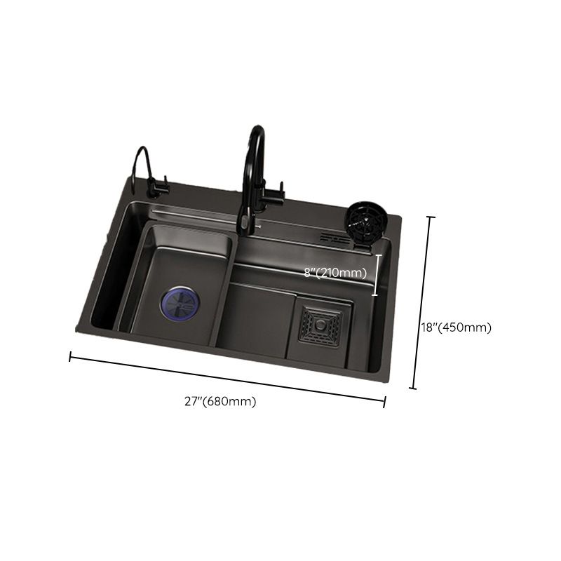 Single Bowl Kitchen Sink Black Stainless Steel Top Mount 3 Holes Sink with Strainer Clearhalo 'Home Improvement' 'home_improvement' 'home_improvement_kitchen_sinks' 'Kitchen Remodel & Kitchen Fixtures' 'Kitchen Sinks & Faucet Components' 'Kitchen Sinks' 'kitchen_sinks' 1200x1200_b22c3f12-685d-4c6c-8401-b9aed23274be