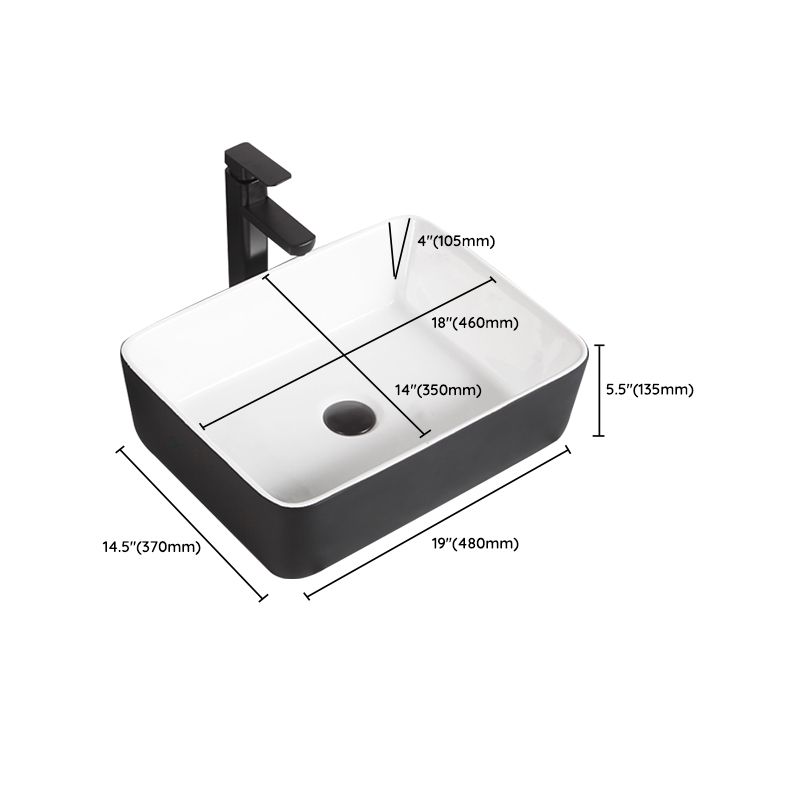 Contemporary Bathroom Sink Porcelain Pop-Up Drain Rectangular Vessel Bathroom Sink Clearhalo 'Bathroom Remodel & Bathroom Fixtures' 'Bathroom Sinks & Faucet Components' 'Bathroom Sinks' 'bathroom_sink' 'Home Improvement' 'home_improvement' 'home_improvement_bathroom_sink' 1200x1200_b2677b81-5ac9-4fee-8ffa-3ed20e05124f
