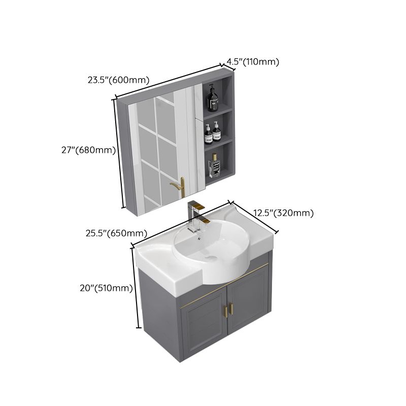 Wall Mount Glam Bathroom Vanity Metal Frame Single-Sink Gray Vanity Set Clearhalo 'Bathroom Remodel & Bathroom Fixtures' 'Bathroom Vanities' 'bathroom_vanities' 'Home Improvement' 'home_improvement' 'home_improvement_bathroom_vanities' 1200x1200_b268ed9c-6019-414c-937e-e6c57068751e