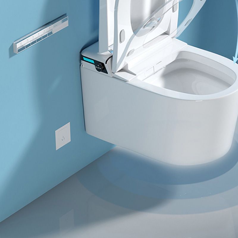 Elongated Wall Hung Toilet in White Ceramic Smart Toilet with Heated Seat Clearhalo 'Bathroom Remodel & Bathroom Fixtures' 'Bidets' 'Home Improvement' 'home_improvement' 'home_improvement_bidets' 'Toilets & Bidets' 1200x1200_b27df298-97e4-41cb-b142-972c98b92639