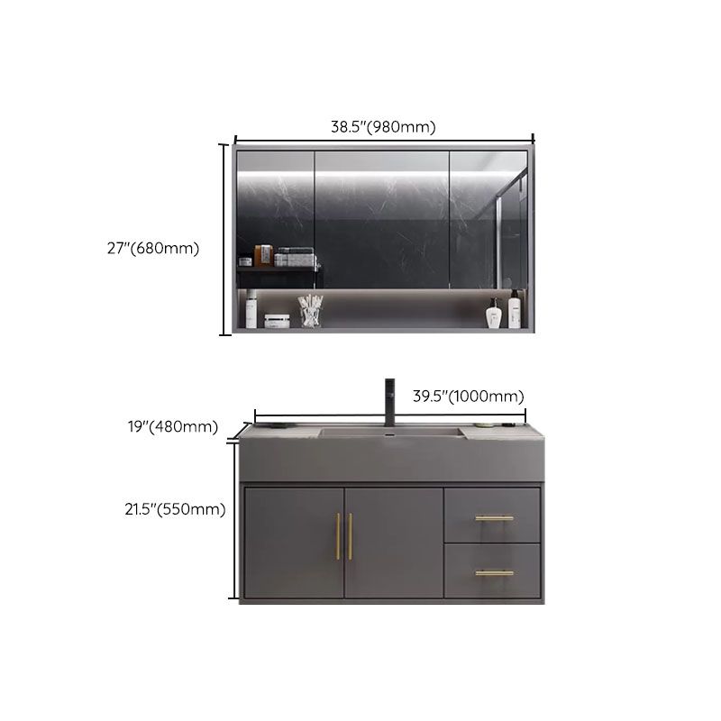 Grey Wall Mounted Standard Wood Modern Bathroom Sink Vanity Clearhalo 'Bathroom Remodel & Bathroom Fixtures' 'Bathroom Vanities' 'bathroom_vanities' 'Home Improvement' 'home_improvement' 'home_improvement_bathroom_vanities' 1200x1200_b2967d61-75e2-4edc-b557-51ac12484a14