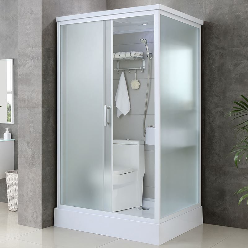 Single Sliding Rectangle Shower Kit Tempered Framed Shower Stall Clearhalo 'Bathroom Remodel & Bathroom Fixtures' 'Home Improvement' 'home_improvement' 'home_improvement_shower_stalls_enclosures' 'Shower Stalls & Enclosures' 'shower_stalls_enclosures' 'Showers & Bathtubs' 1200x1200_b2a30163-76c1-4e59-9c06-0b319eb3e7af