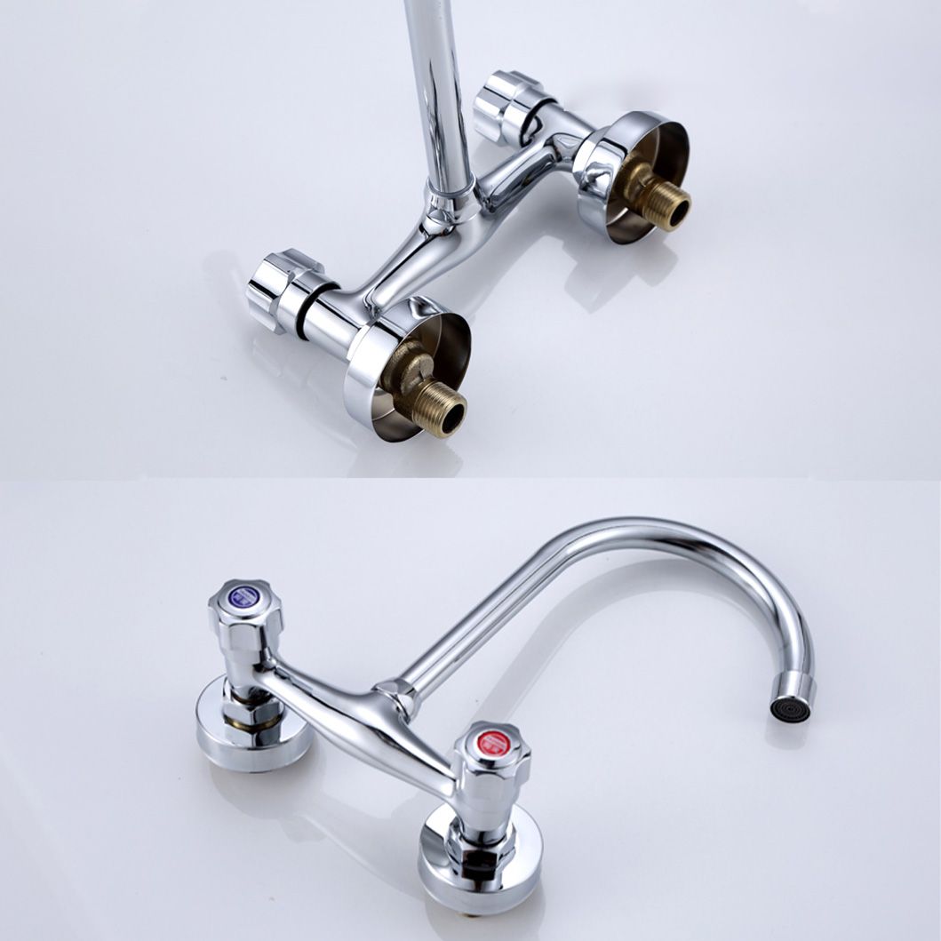Contemporary Wall Mounted Kitchen Faucet High Arch Double Handles Water Filler in Chrome Clearhalo 'Home Improvement' 'home_improvement' 'home_improvement_kitchen_faucets' 'Kitchen Faucets' 'Kitchen Remodel & Kitchen Fixtures' 'Kitchen Sinks & Faucet Components' 'kitchen_faucets' 1200x1200_b2a64d4c-f0bb-49a1-b392-f932c03fd33f