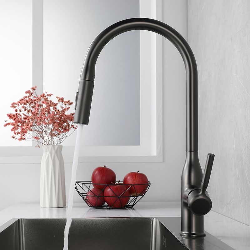 Modern Kitchen Faucet Pull down Sprayer Bar Faucet with Handle and Supply Line Clearhalo 'Home Improvement' 'home_improvement' 'home_improvement_kitchen_faucets' 'Kitchen Faucets' 'Kitchen Remodel & Kitchen Fixtures' 'Kitchen Sinks & Faucet Components' 'kitchen_faucets' 1200x1200_b2b10f08-15aa-4cc3-8fb5-14b570c7b0b3