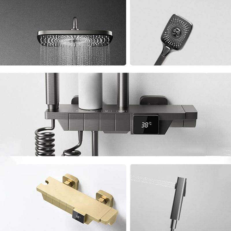 Modern Brass Shower Set 2 Shower Heads Shower Faucet in Gray and White Clearhalo 'Bathroom Remodel & Bathroom Fixtures' 'Home Improvement' 'home_improvement' 'home_improvement_shower_faucets' 'Shower Faucets & Systems' 'shower_faucets' 'Showers & Bathtubs Plumbing' 'Showers & Bathtubs' 1200x1200_b2b8e088-bcb7-4f1d-a675-bb7c31a43747