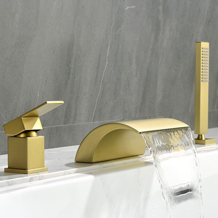 Modern Bathtub Faucet Fixed Waterfall Bathroom Faucet with Hand Shower Clearhalo 'Bathroom Remodel & Bathroom Fixtures' 'Bathtub Faucets' 'bathtub_faucets' 'Home Improvement' 'home_improvement' 'home_improvement_bathtub_faucets' 1200x1200_b2c43139-6b50-41b0-8cff-1de813a835ab