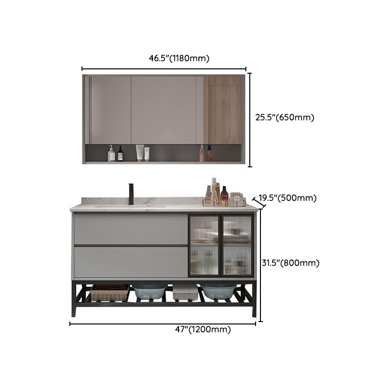 Bathroom Vanity Set Drawers Storage Shelf Ceramic Sink Vanity Set Clearhalo 'Bathroom Remodel & Bathroom Fixtures' 'Bathroom Vanities' 'bathroom_vanities' 'Home Improvement' 'home_improvement' 'home_improvement_bathroom_vanities' 1200x1200_b2d7e20b-6f6c-486e-b0d2-a8e8379423d2