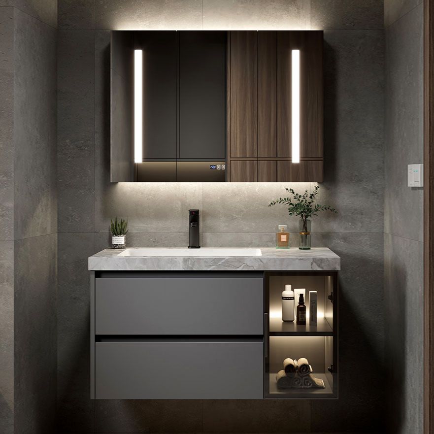 Metal Grey Modern Wall Mount Sink Vanity with Mirror for Bathroom Clearhalo 'Bathroom Remodel & Bathroom Fixtures' 'Bathroom Vanities' 'bathroom_vanities' 'Home Improvement' 'home_improvement' 'home_improvement_bathroom_vanities' 1200x1200_b2fb767a-1e77-48c4-ac67-c597cf724511