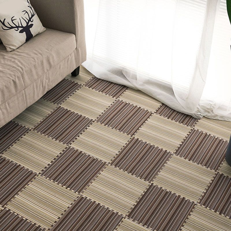 Carpet Tile Non Skid Fade Resistant Striped Interlocking Tiles Dining Room Clearhalo