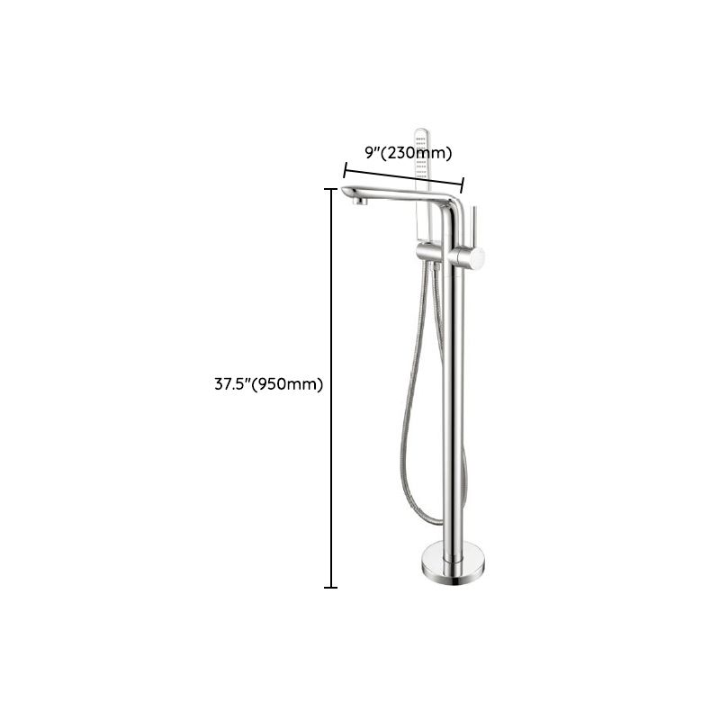 Modern Freestanding Tub Fillers Copper Floor Mounted with Handshower Bathtub Faucet Clearhalo 'Bathroom Remodel & Bathroom Fixtures' 'Bathtub Faucets' 'bathtub_faucets' 'Home Improvement' 'home_improvement' 'home_improvement_bathtub_faucets' 1200x1200_b3099ec7-4fbf-46ba-addc-91ba153dbb03