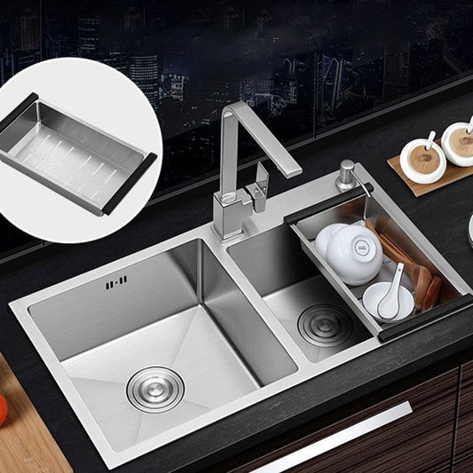 Modern Style Kitchen Double Sink Soundproof Detail Kitchen Sink with Basket Strainer Clearhalo 'Home Improvement' 'home_improvement' 'home_improvement_kitchen_sinks' 'Kitchen Remodel & Kitchen Fixtures' 'Kitchen Sinks & Faucet Components' 'Kitchen Sinks' 'kitchen_sinks' 1200x1200_b325aae9-c052-461c-8344-296ac4e9ff9e