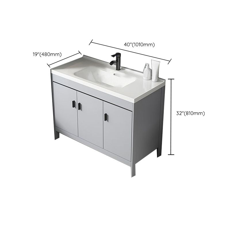 Contemporary Sink Vanity Freestanding Mirror Cabinet Open Console with Sink Set Clearhalo 'Bathroom Remodel & Bathroom Fixtures' 'Bathroom Vanities' 'bathroom_vanities' 'Home Improvement' 'home_improvement' 'home_improvement_bathroom_vanities' 1200x1200_b32ced57-79d4-4703-a073-eb15f4e743b2