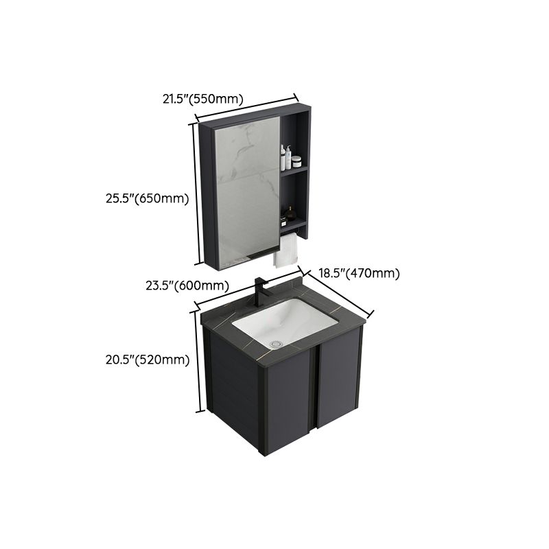 Wall Mount Modern Single-Sink Open Console with Sink Set with Soft Close Door Clearhalo 'Bathroom Remodel & Bathroom Fixtures' 'Bathroom Vanities' 'bathroom_vanities' 'Home Improvement' 'home_improvement' 'home_improvement_bathroom_vanities' 1200x1200_b32e449c-1f58-4001-87dc-6d84aed4bbd4