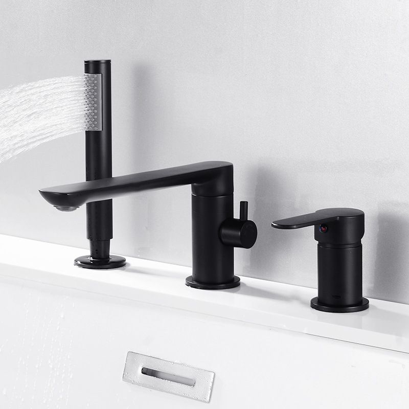 Deck Mounted Copper Freestanding Tub Filler Low Arc Roman Tub Faucet Set Clearhalo 'Bathroom Remodel & Bathroom Fixtures' 'Bathtub Faucets' 'bathtub_faucets' 'Home Improvement' 'home_improvement' 'home_improvement_bathtub_faucets' 1200x1200_b349ae50-2d0a-4297-b7fb-8181a5ba0ee4