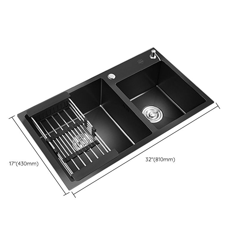 Single Bowl Black Kitchen Sink with Drain Assembly Drop-In Contemporary Sink Clearhalo 'Home Improvement' 'home_improvement' 'home_improvement_kitchen_sinks' 'Kitchen Remodel & Kitchen Fixtures' 'Kitchen Sinks & Faucet Components' 'Kitchen Sinks' 'kitchen_sinks' 1200x1200_b350baee-f6c1-43b7-b1dc-43a6f7343d91
