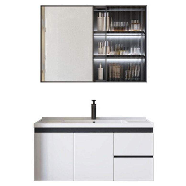 Modern Single Bathroom Vanity White Ceramic Rectangular Wall Mount Vanity Set Clearhalo 'Bathroom Remodel & Bathroom Fixtures' 'Bathroom Vanities' 'bathroom_vanities' 'Home Improvement' 'home_improvement' 'home_improvement_bathroom_vanities' 1200x1200_b356407e-31b1-43f3-8880-0b25bd7bd8ea