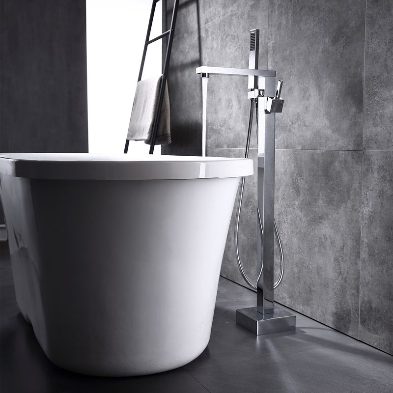 Floor Mounted Metal Freestanding Tub Filler Swivel Freestanding Faucet Clearhalo 'Bathroom Remodel & Bathroom Fixtures' 'Bathtub Faucets' 'bathtub_faucets' 'Home Improvement' 'home_improvement' 'home_improvement_bathtub_faucets' 1200x1200_b37db02d-479c-4359-90df-e6dba0d8bfb8