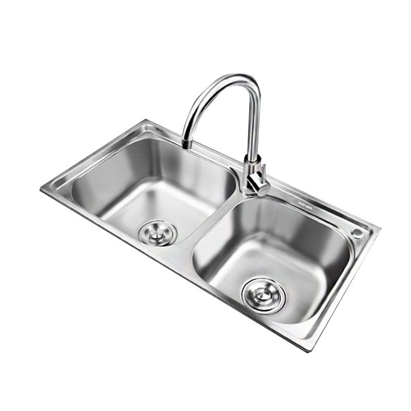 Classic Style Kitchen Sink Stainless Steel Kitchen Sink with Drain Strainer Kit Clearhalo 'Home Improvement' 'home_improvement' 'home_improvement_kitchen_sinks' 'Kitchen Remodel & Kitchen Fixtures' 'Kitchen Sinks & Faucet Components' 'Kitchen Sinks' 'kitchen_sinks' 1200x1200_b38e8463-45fc-49fb-9276-2da0825a546f