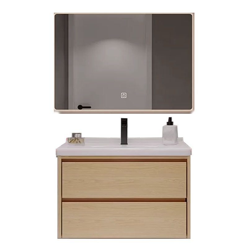 Wood Frame Bathroom Vanity Rectangular 2 Drawers Wall-Mounted Single Sink with Door Clearhalo 'Bathroom Remodel & Bathroom Fixtures' 'Bathroom Vanities' 'bathroom_vanities' 'Home Improvement' 'home_improvement' 'home_improvement_bathroom_vanities' 1200x1200_b3c51522-da77-4768-ad95-659eaa7e6276