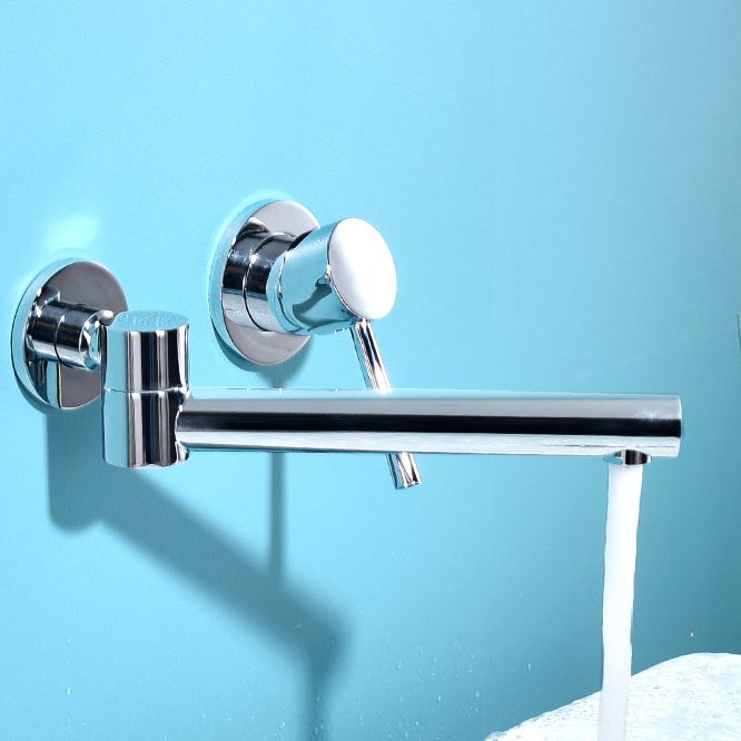 Contemporary Wall Mounted One Handle Kitchen Faucet Low Arch Water Filler Clearhalo 'Bathroom Remodel & Bathroom Fixtures' 'Bathtub Faucets' 'bathtub_faucets' 'Home Improvement' 'home_improvement' 'home_improvement_bathtub_faucets' 1200x1200_b3d8eb9c-9be2-4b43-a33e-3d1f5fee0899