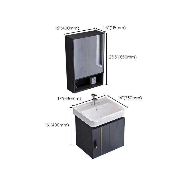 Glam Single Wall Mount Sink Vanity Gray Metal Base Rectangular Vanity Set Clearhalo 'Bathroom Remodel & Bathroom Fixtures' 'Bathroom Vanities' 'bathroom_vanities' 'Home Improvement' 'home_improvement' 'home_improvement_bathroom_vanities' 1200x1200_b3e3105d-1678-4550-bc3f-17b2db18a6b8