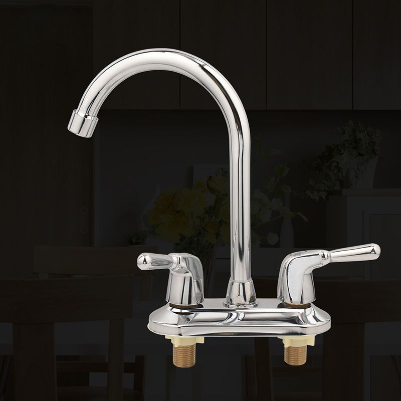 Modern Kitchen Sink Faucet Brass Double Knob Handle Gooseneck Bar Prep Kitchen Faucet Clearhalo 'Home Improvement' 'home_improvement' 'home_improvement_kitchen_faucets' 'Kitchen Faucets' 'Kitchen Remodel & Kitchen Fixtures' 'Kitchen Sinks & Faucet Components' 'kitchen_faucets' 1200x1200_b41f9789-2ee0-436b-9e53-baee53cd5a4e