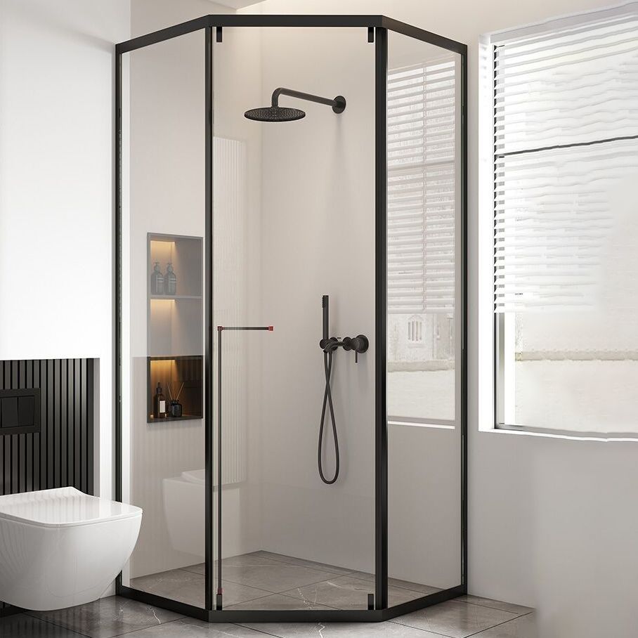 Full Frame Single Sliding Shower Door Clear Glass Shower Door Clearhalo 'Bathroom Remodel & Bathroom Fixtures' 'Home Improvement' 'home_improvement' 'home_improvement_shower_tub_doors' 'Shower and Tub Doors' 'shower_tub_doors' 'Showers & Bathtubs' 1200x1200_b436bc63-ed41-41e7-acae-6c5c0d806ac6