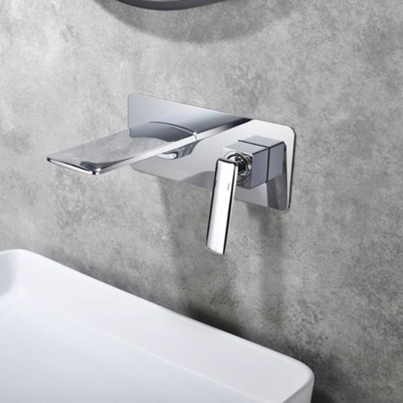Modern Bathtub Faucet Copper Fixed Lever Handle Wall Mounted Bathroom Faucet Clearhalo 'Bathroom Remodel & Bathroom Fixtures' 'Bathtub Faucets' 'bathtub_faucets' 'Home Improvement' 'home_improvement' 'home_improvement_bathtub_faucets' 1200x1200_b43aa4ae-2159-43a8-b051-81f3e637036b