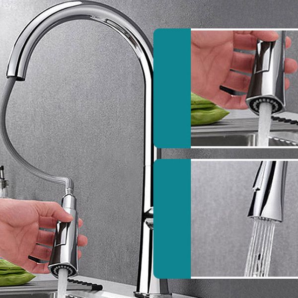 Contemporary One Handle Kitchen Faucet Pull Down 1-Hold Bar Faucet with Pull Out Sprayer Clearhalo 'Home Improvement' 'home_improvement' 'home_improvement_kitchen_faucets' 'Kitchen Faucets' 'Kitchen Remodel & Kitchen Fixtures' 'Kitchen Sinks & Faucet Components' 'kitchen_faucets' 1200x1200_b43c72af-1106-45e2-938d-b96f8b88f735