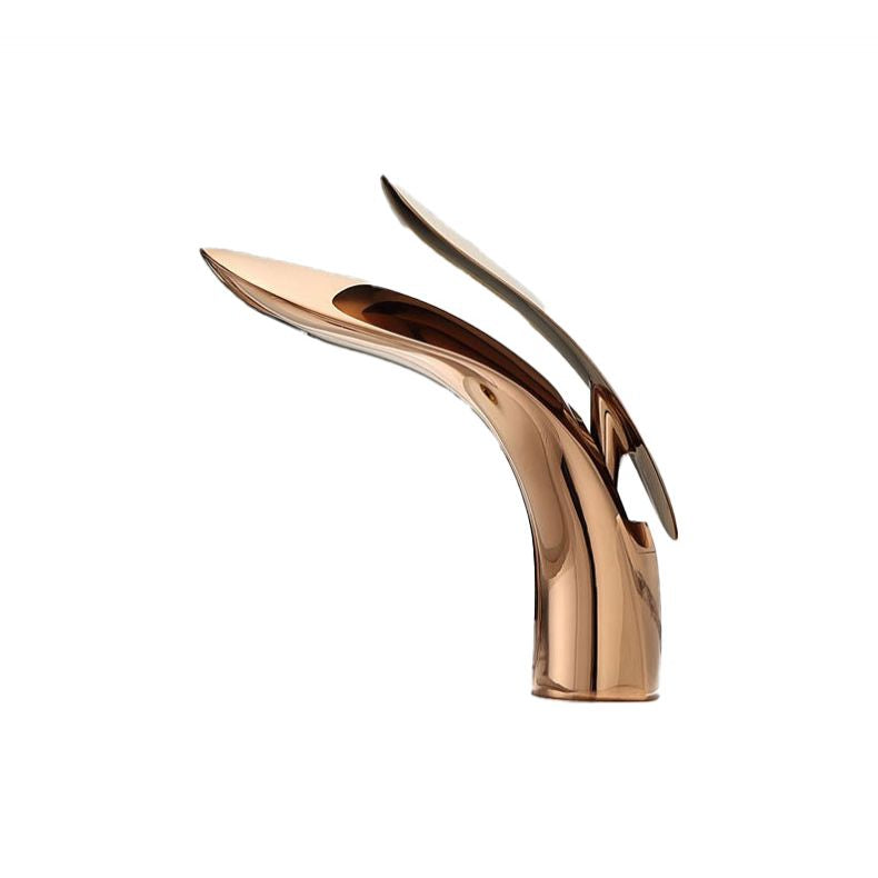 Brass 1 Hole Basin Faucet Lever Handle Sink Faucet Circular Modern Faucet for Bathroom Clearhalo 'Bathroom Remodel & Bathroom Fixtures' 'Bathroom Sink Faucets' 'Bathroom Sinks & Faucet Components' 'bathroom_sink_faucets' 'Home Improvement' 'home_improvement' 'home_improvement_bathroom_sink_faucets' 1200x1200_b44d0db4-3d52-4f47-99ad-2b00350e3938