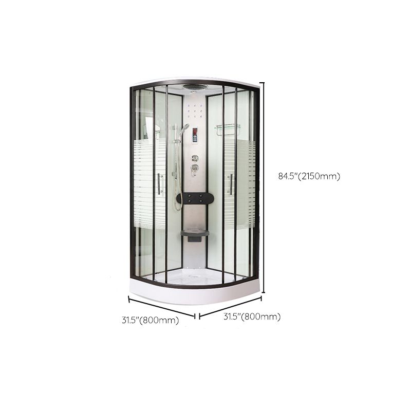 Contemporary Round Shower Stall Rain Shower Striped Framed Shower Stall with Ceiling Clearhalo 'Bathroom Remodel & Bathroom Fixtures' 'Home Improvement' 'home_improvement' 'home_improvement_shower_stalls_enclosures' 'Shower Stalls & Enclosures' 'shower_stalls_enclosures' 'Showers & Bathtubs' 1200x1200_b45c810c-cc04-46f6-80bc-daf2e4d76516