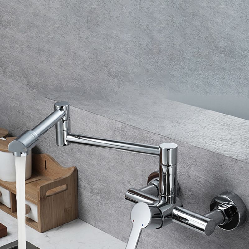 Modern Wall Mounted Pot Filler Faucet in Chrome Kitchen Faucet with Single Level Clearhalo 'Home Improvement' 'home_improvement' 'home_improvement_kitchen_faucets' 'Kitchen Faucets' 'Kitchen Remodel & Kitchen Fixtures' 'Kitchen Sinks & Faucet Components' 'kitchen_faucets' 1200x1200_b45f215f-ca81-40b8-84d9-185294140e9c