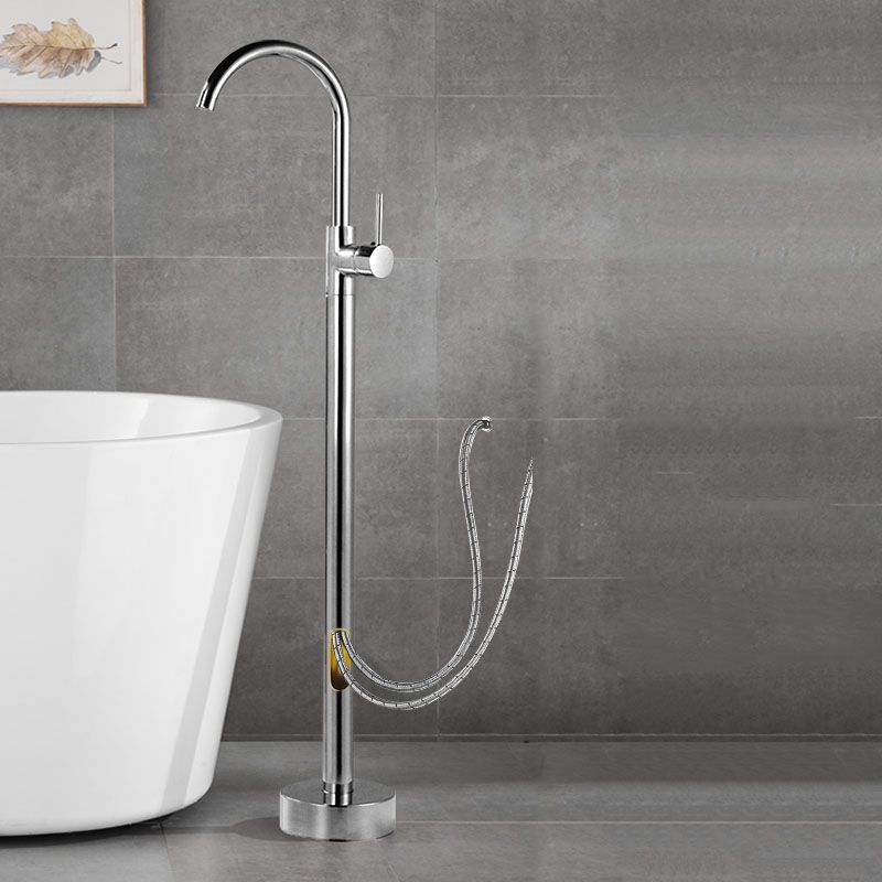 Contemporary Brass Freestanding Bathtub Faucet with 1-Handle Bathtub Faucet Clearhalo 'Bathroom Remodel & Bathroom Fixtures' 'Bathtub Faucets' 'bathtub_faucets' 'Home Improvement' 'home_improvement' 'home_improvement_bathtub_faucets' 1200x1200_b4651f0a-d8e9-4de0-b601-a8fc30319f1c