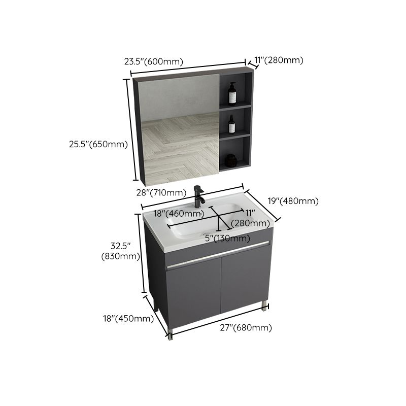 Gray Metal Vanity Sink Modern Free-standing Standard Space Saver Vanity Clearhalo 'Bathroom Remodel & Bathroom Fixtures' 'Bathroom Vanities' 'bathroom_vanities' 'Home Improvement' 'home_improvement' 'home_improvement_bathroom_vanities' 1200x1200_b46b08f5-5adb-486f-a342-aeeb7a029058