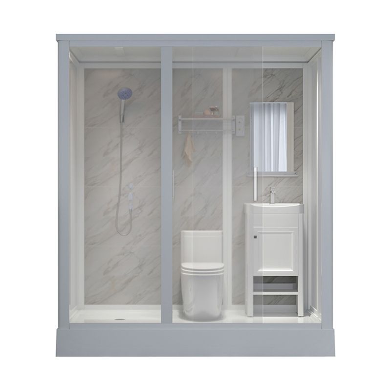 Contemporary Shower Stall Clear Framed Single Sliding Shower Stall with Ceiling Clearhalo 'Bathroom Remodel & Bathroom Fixtures' 'Home Improvement' 'home_improvement' 'home_improvement_shower_stalls_enclosures' 'Shower Stalls & Enclosures' 'shower_stalls_enclosures' 'Showers & Bathtubs' 1200x1200_b46bc324-00b8-44ea-857f-473e70ed3469