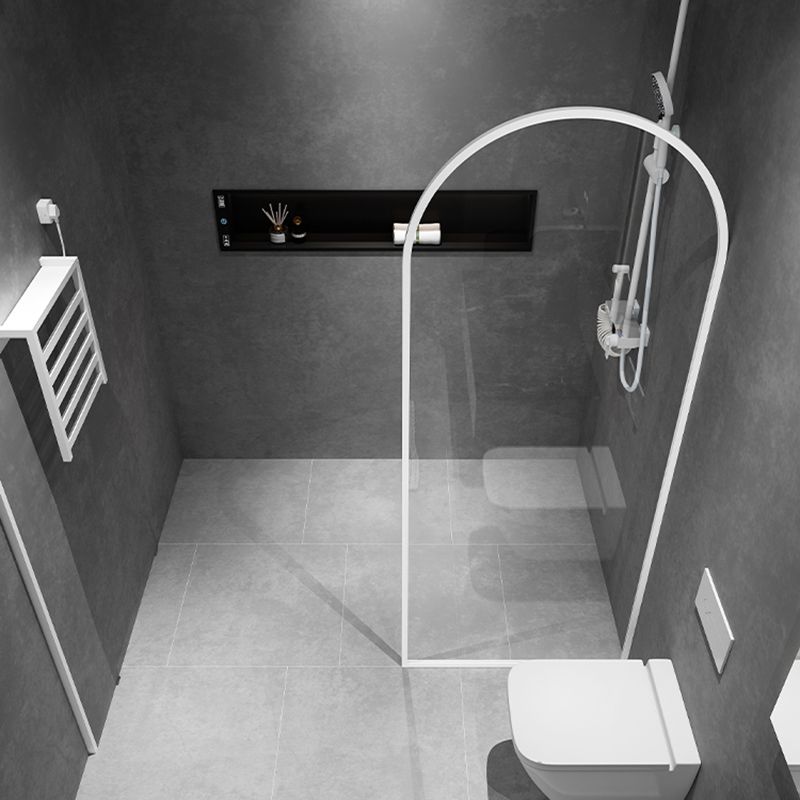White Framed Fixed Glass Panel Scratch Resistant Fixed Glass Panel Clearhalo 'Bathroom Remodel & Bathroom Fixtures' 'Home Improvement' 'home_improvement' 'home_improvement_shower_tub_doors' 'Shower and Tub Doors' 'shower_tub_doors' 'Showers & Bathtubs' 1200x1200_b47a9e0b-39a8-47c4-a2dd-66e840a2fca5