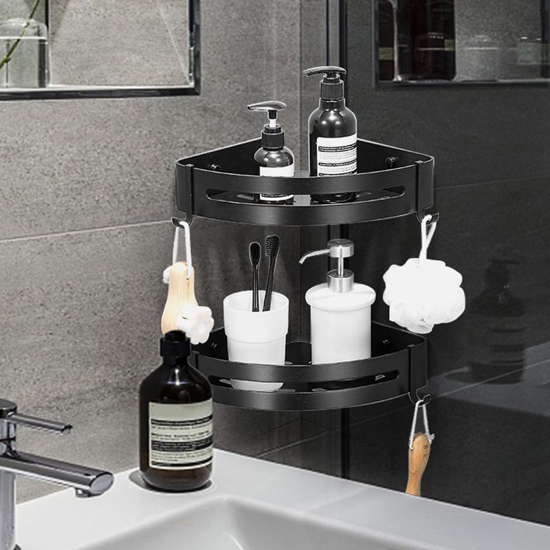 Black/Silver Bathroom Set Modern 1/2/3 - Piece Anti-rust Bath Shelf Clearhalo 'Bathroom Hardware Sets' 'Bathroom Hardware' 'Bathroom Remodel & Bathroom Fixtures' 'bathroom_hardware_sets' 'Home Improvement' 'home_improvement' 'home_improvement_bathroom_hardware_sets' 1200x1200_b487ed6e-f5a1-43f6-a918-28e6ee1f82cf