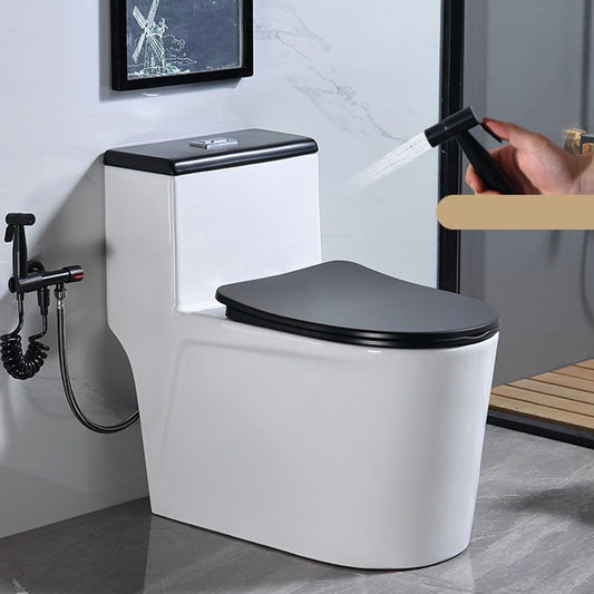 Floor Mount Toilet Black and White Toilet with Siphon Jet Water-saving Function Clearhalo 'Bathroom Remodel & Bathroom Fixtures' 'Home Improvement' 'home_improvement' 'home_improvement_toilets' 'Toilets & Bidets' 'Toilets' 1200x1200_b492092e-2edc-4c4f-93cd-e917eddbf4d4