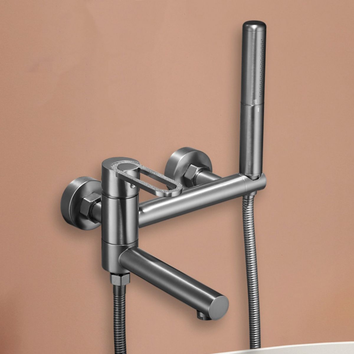 Fixed Metal Wall Mounted Contemporary Lever Handle Wall Mount Clearhalo 'Bathroom Remodel & Bathroom Fixtures' 'Bathtub Faucets' 'bathtub_faucets' 'Home Improvement' 'home_improvement' 'home_improvement_bathtub_faucets' 1200x1200_b4a79d47-db83-4866-b040-5160fffa6e8e